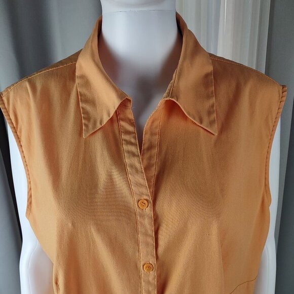 Apostrophe Women’s Orange, Button Up, Sleeveless, Lightweight Blouse Size 16W - Picture 3 of 11